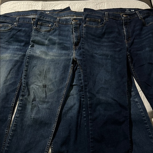 George Men's Dark and Light Blue Slim Jeans Sz:36x32 (3 pairs) - Picture 3 of 15